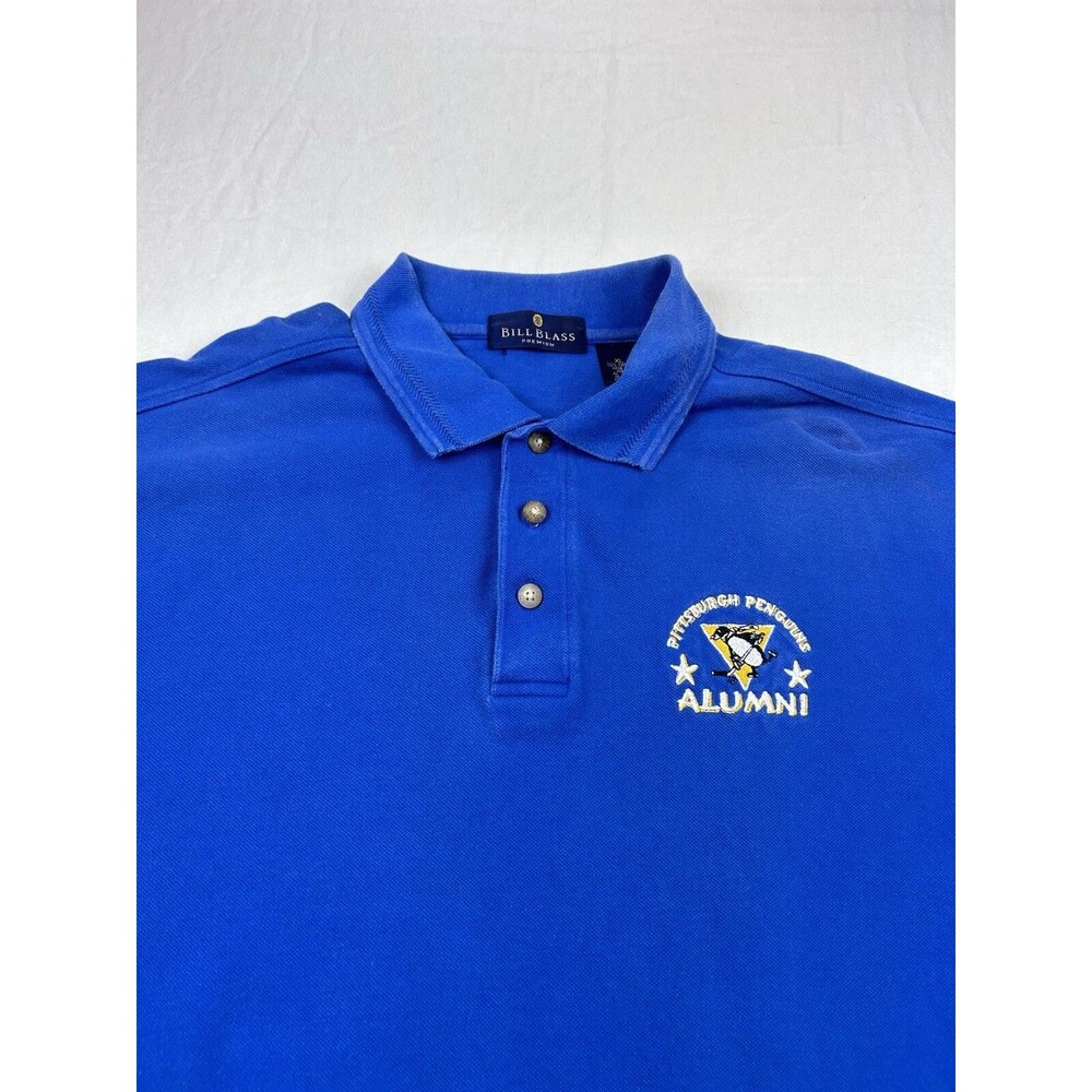 Vintage Pittsburgh Penguins Alumni Polo Shirt Mens XL Blue Bill Blass